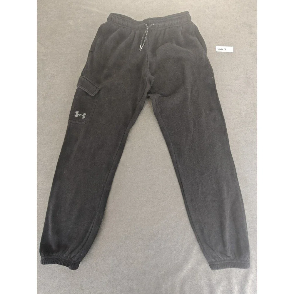 Under Armour Youth XL Black Fleece Cargo Jogger Sweatpants Drawstring